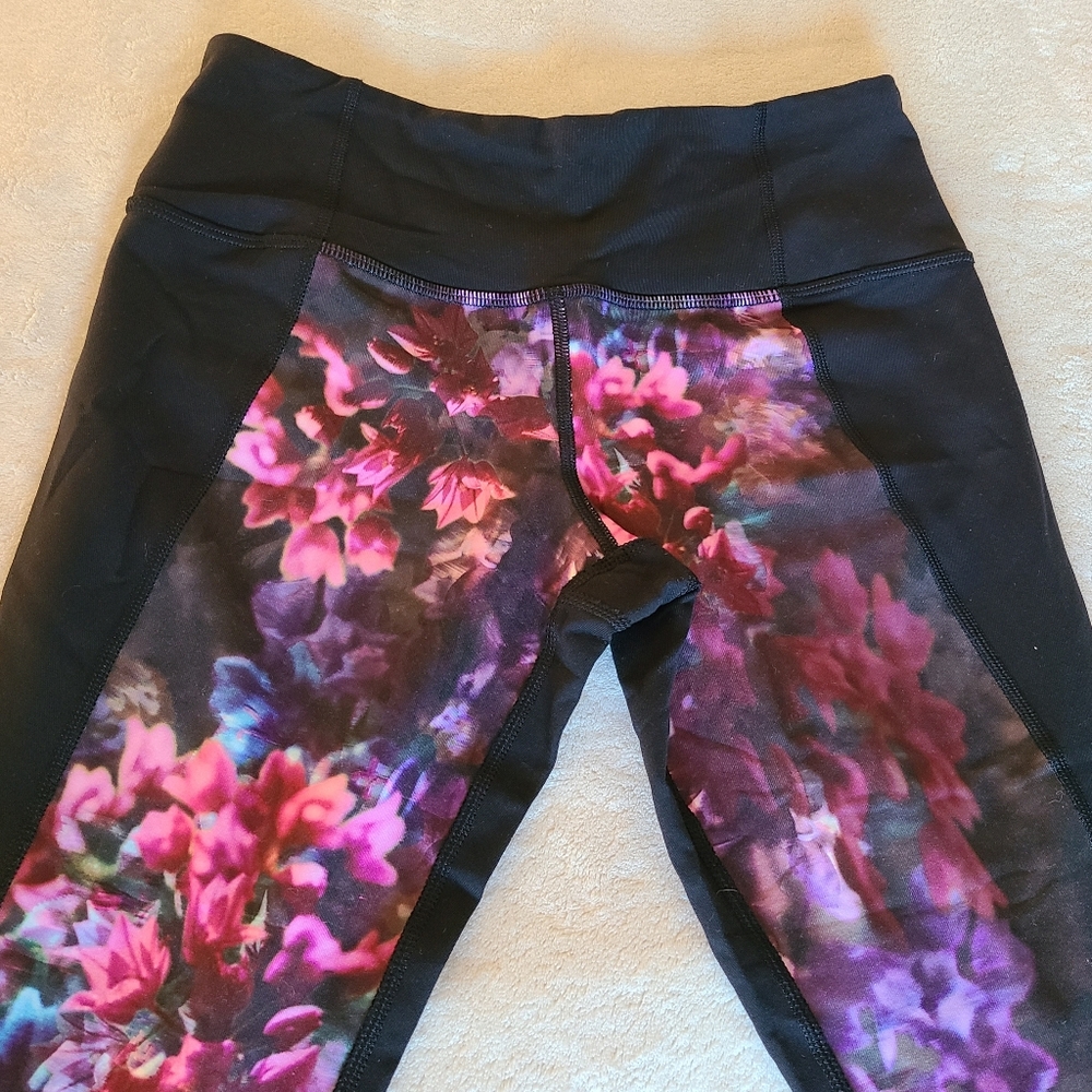 Lululemon Wunder Under Pant Color Blocked Size 6 Floral Print Leggings - Picture 4 of 7